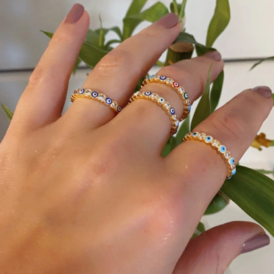 18k Gold Plated Evil Eye Ring