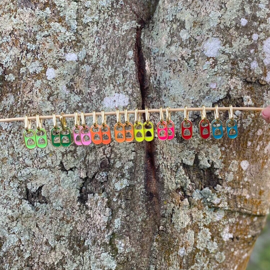 18k Gold Filled Soda Tabs Enamel Hoops