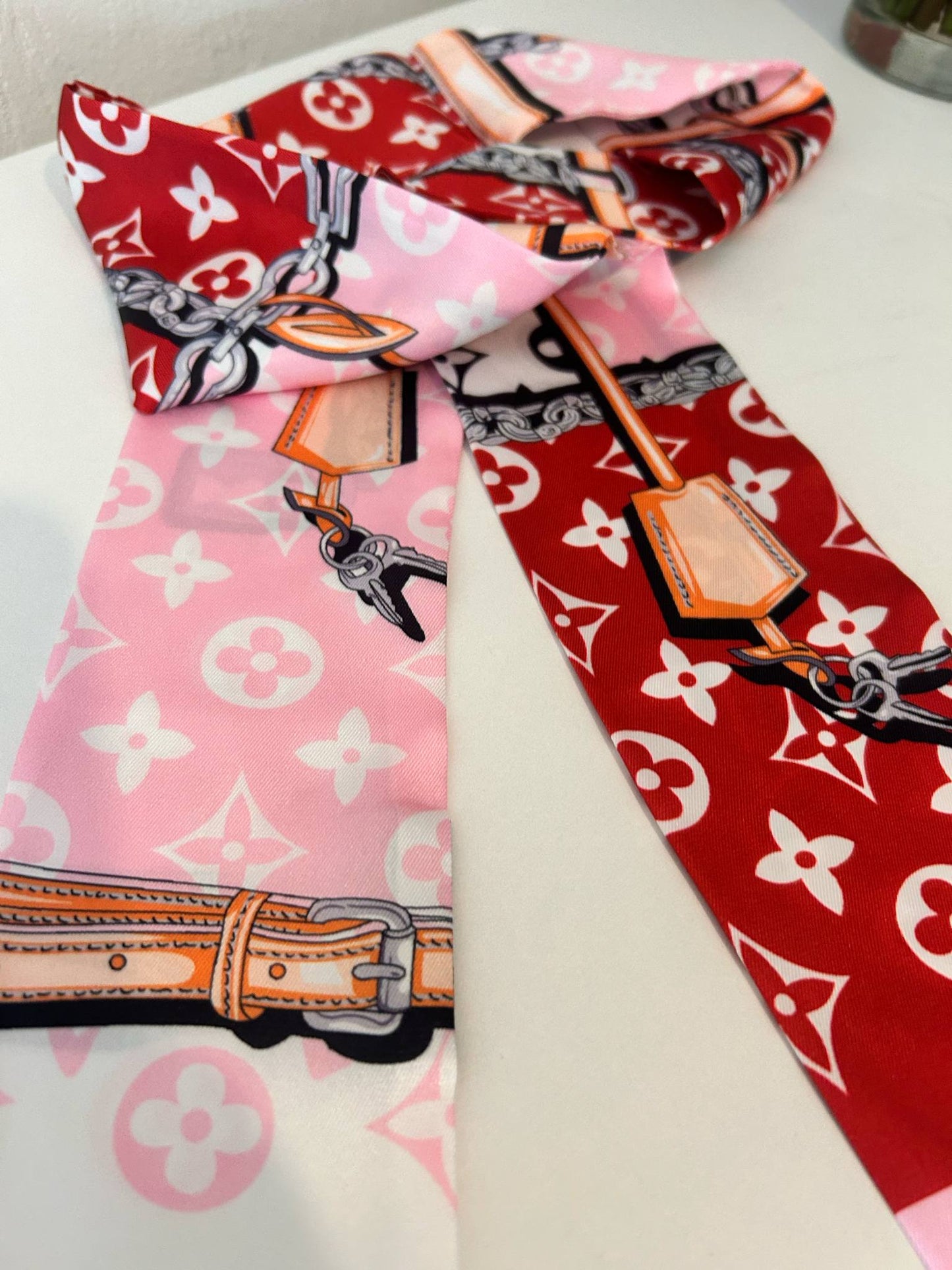 Double Side Silk Twill Scarf For The Hair & Bag