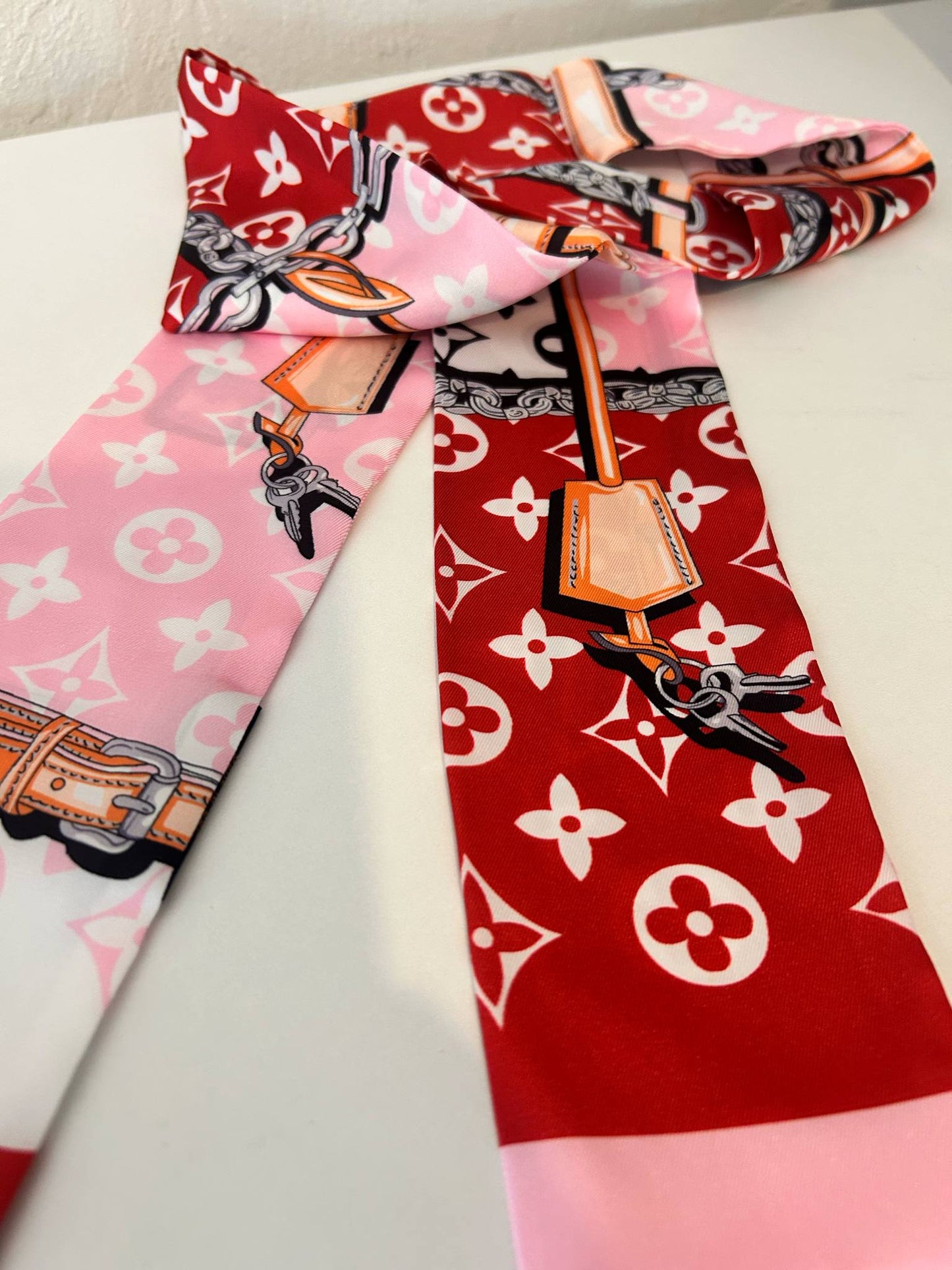 Double Side Silk Twill Scarf For The Hair & Bag
