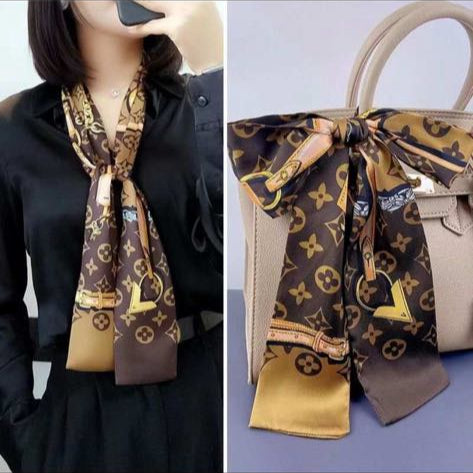 Double Side Silk Twill Scarf For The Hair & Bag