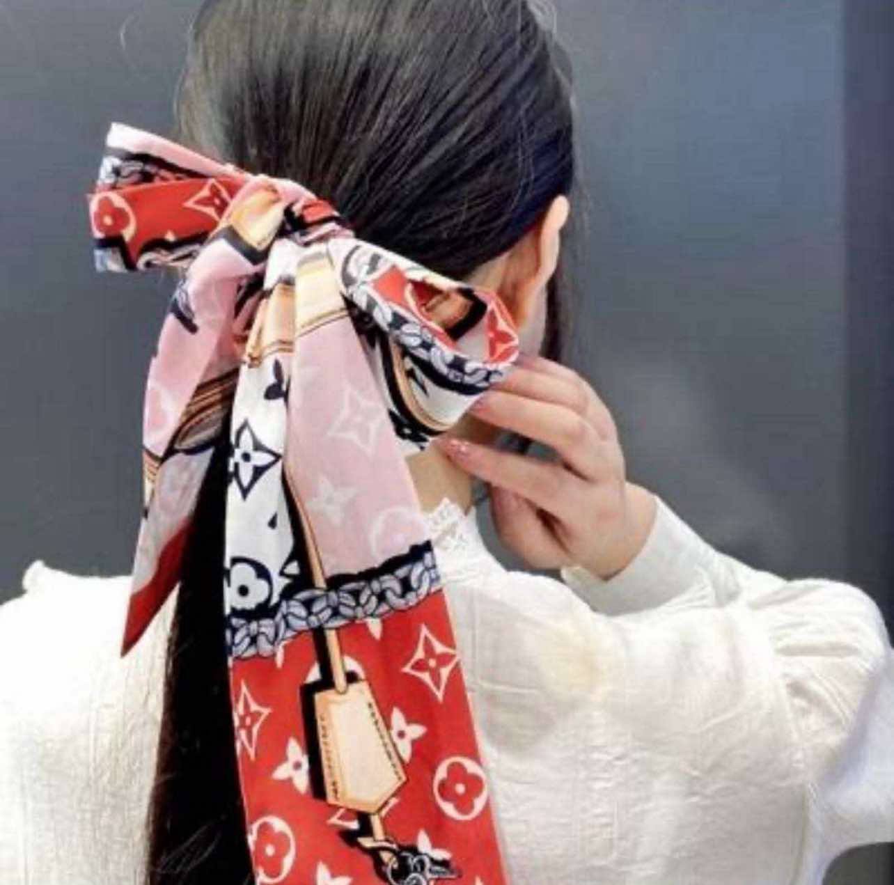 Double Side Silk Twill Scarf For The Hair & Bag