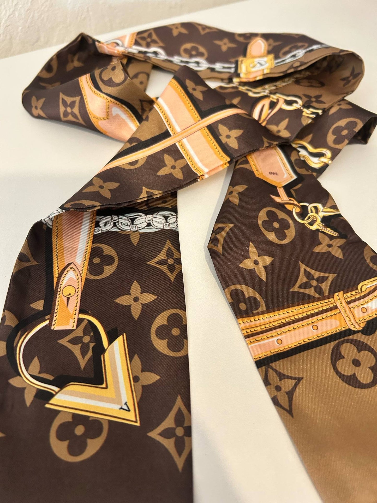 Double Side Silk Twill Scarf For The Hair & Bag