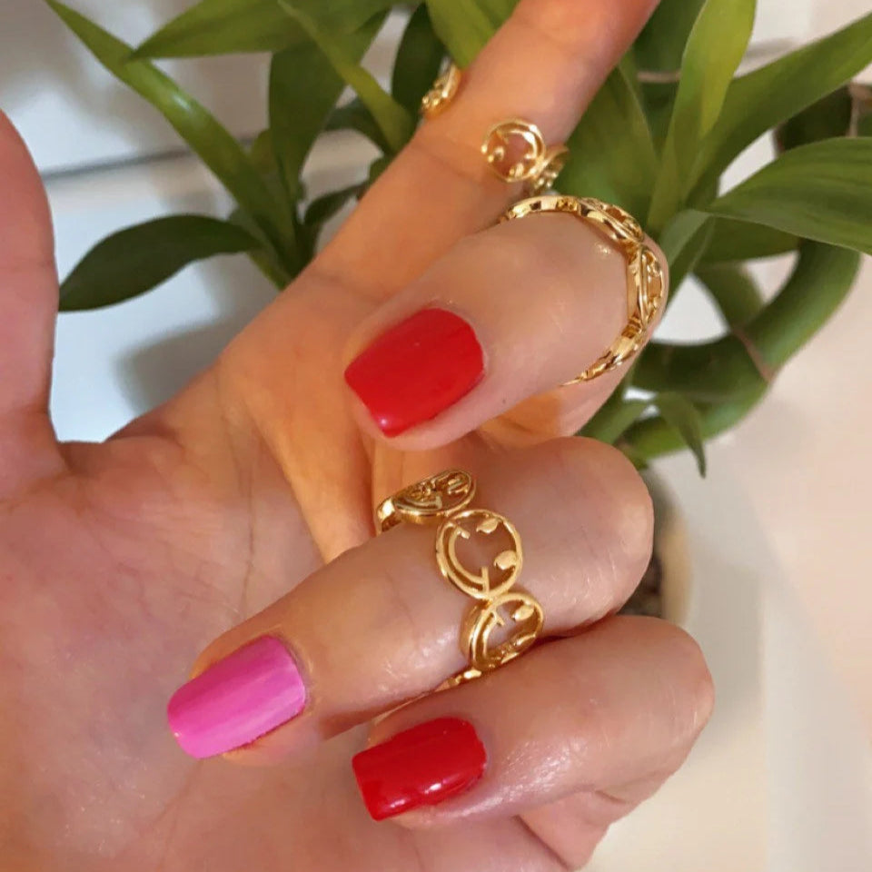 18K Gold Plated Smiley Face Ring