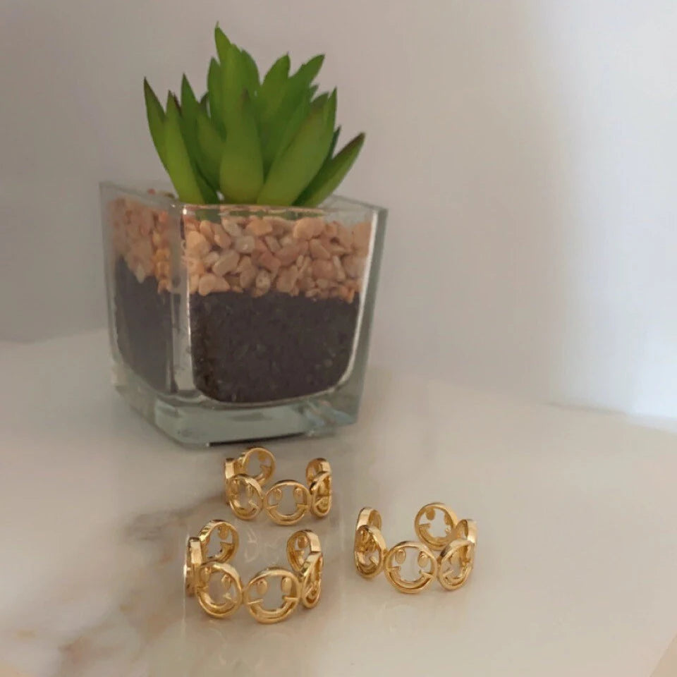 18K Gold Plated Smiley Face Ring