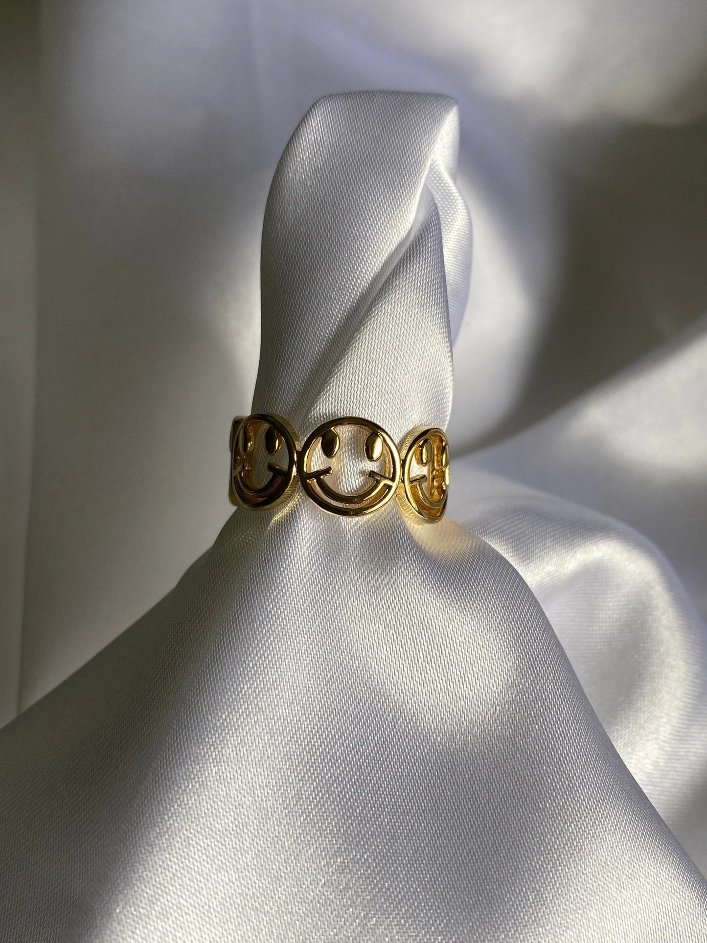 18K Gold Plated Smiley Face Ring