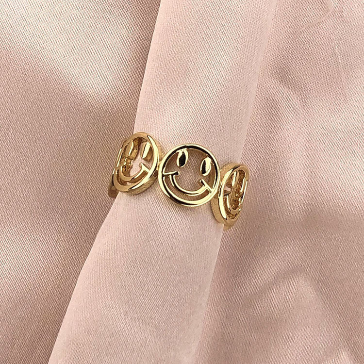 18K Gold Plated Smiley Face Ring