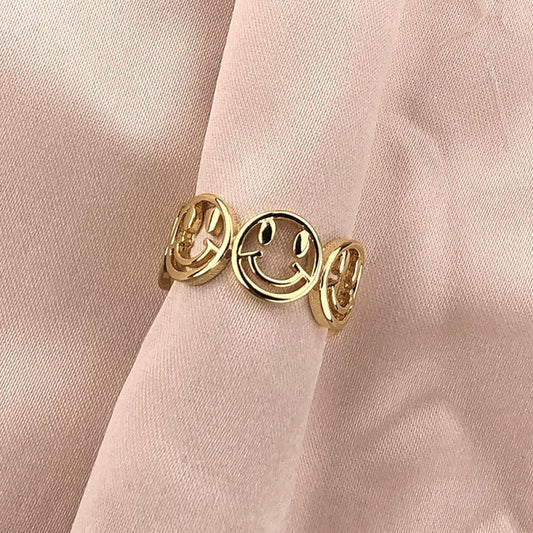 18K Gold Plated Smiley Face Ring