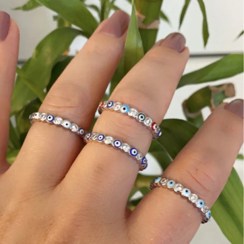 Evil Eye Silver Plated Ring