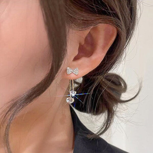 Gold Plated Bow Tassel Drop Earrings