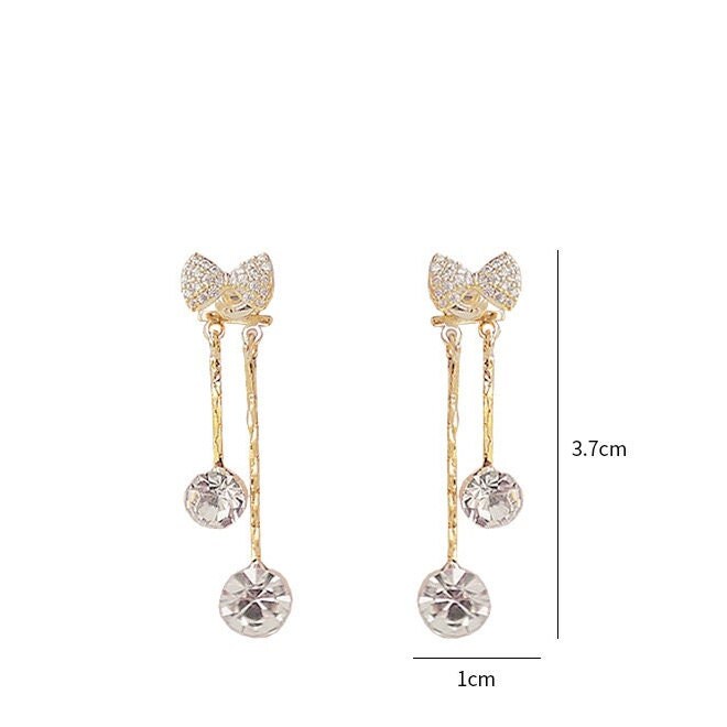 Gold Plated Bow Tassel Drop Earrings