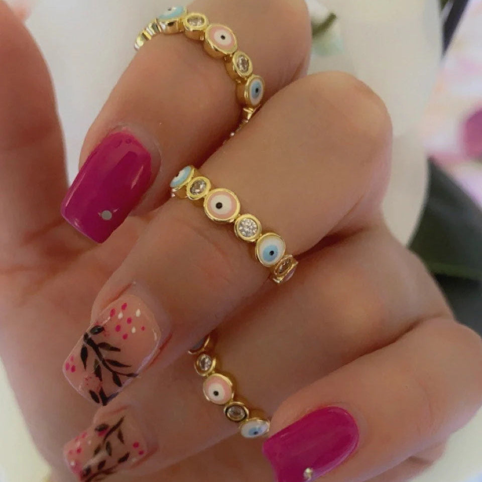 Evil Eye Pastel Color Ring