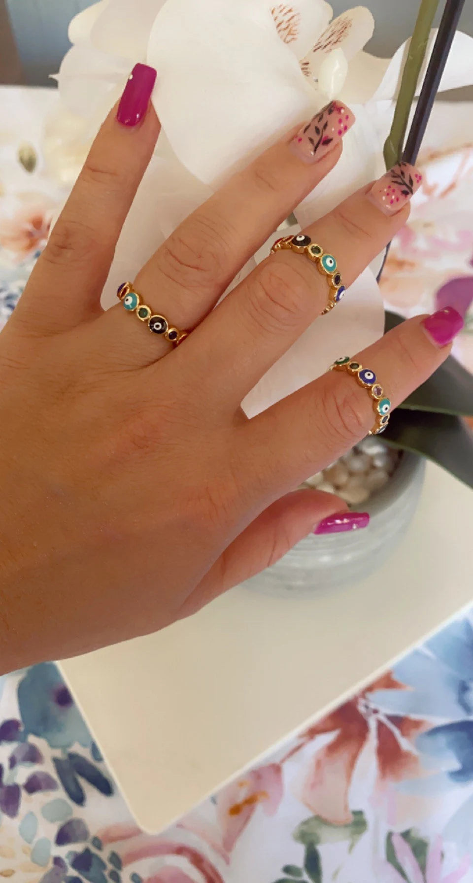 Evil Eye Pastel Color Ring