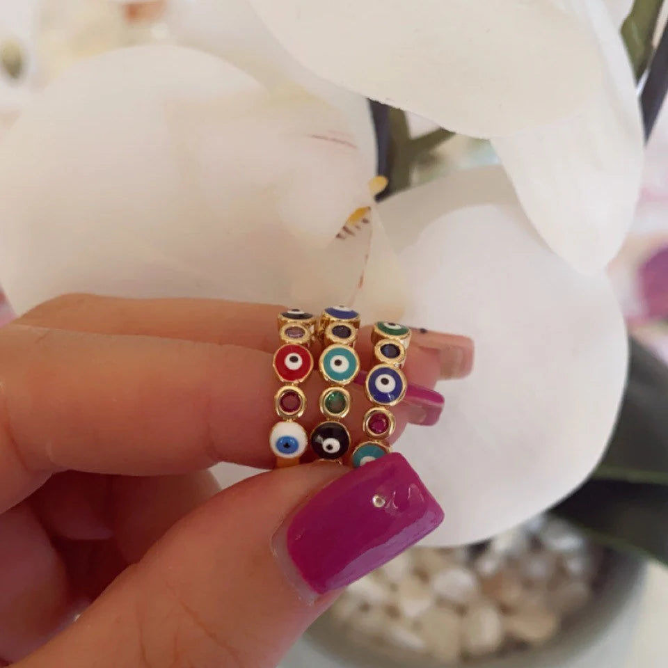 Evil Eye Colorful Minimalist Ring