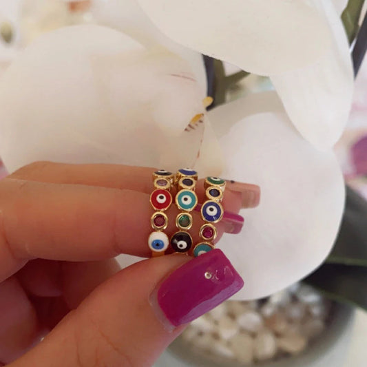 Evil Eye Colorful  Minimalist Ring