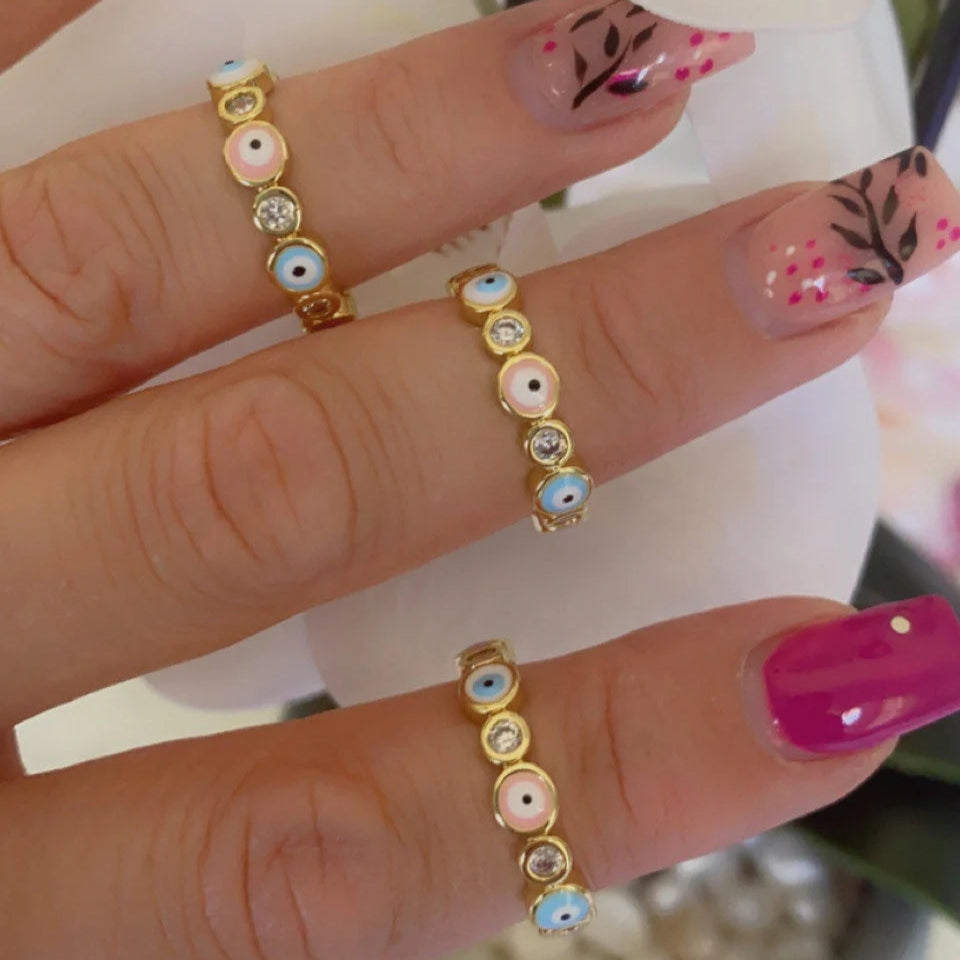 Evil Eye Pastel Color Ring