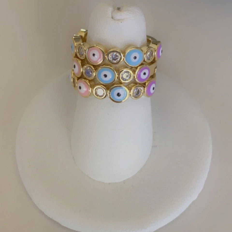 Evil Eye Pastel Color Ring