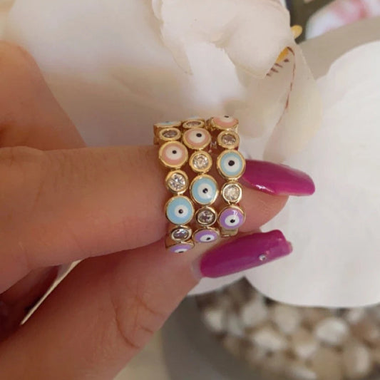 Evil Eye Pastel Color Ring