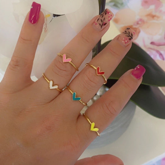 Gold Plated Colorful Heart-Shaped Ring