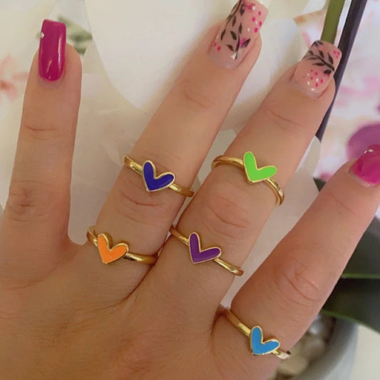Gold Plated Colorful Heart-shaped Ring