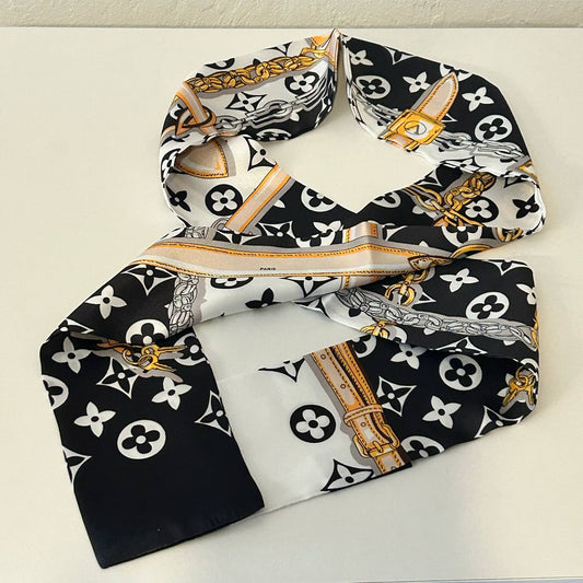 Double Side Silk Twill Scarf For The Hair & Bag