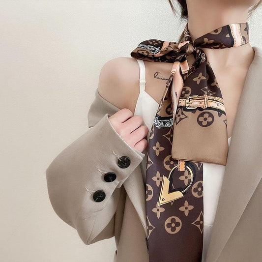 Double Side Silk Twill Scarf For The Hair & Bag