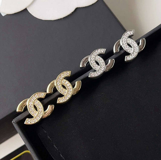 CC Gold Plated Earrings Studs